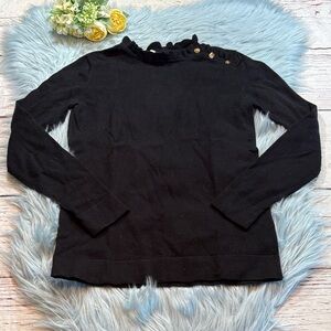 J. Crew Factory Black Ruffle Sweater with Buttons sz XXS
